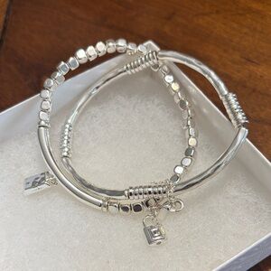 Chaps Silver Beaded Bracelet Set